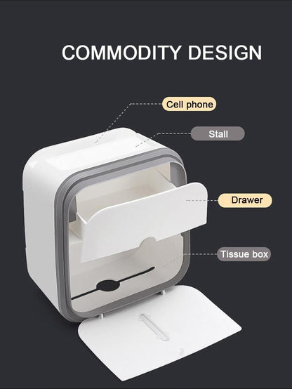 Waterproof Toilet Tissue Box Wall Mount Double Layer Roll Paper Holder