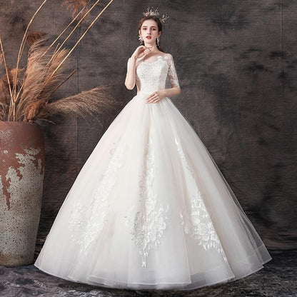 Sexy Wedding Dress Half Sleeve Wedding Gown