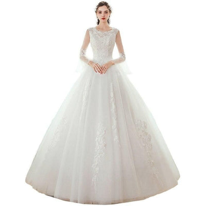 Sexy Wedding Dress O Neck Long Sleeve Gown