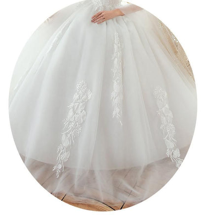 Sexy Wedding Dress O Neck Long Sleeve Gown