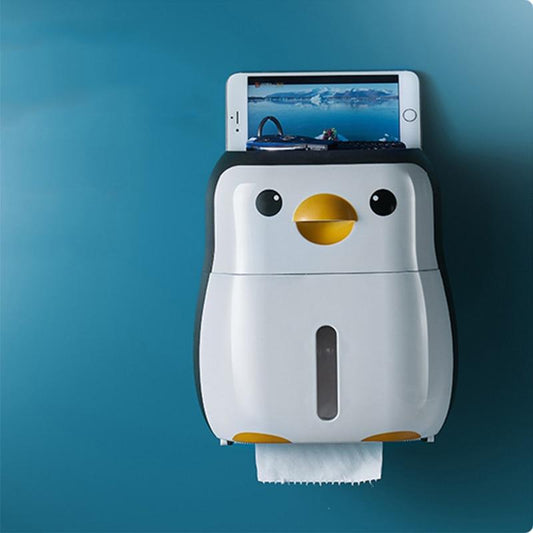 Creative Penguin Toilet Roll Paper Holder Waterproof Wall Mounted