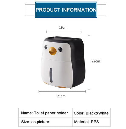 Creative Penguin Toilet Roll Paper Holder Waterproof Wall Mounted
