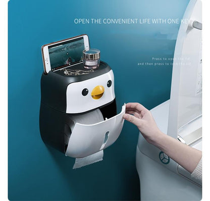 Creative Penguin Toilet Roll Paper Holder Waterproof Wall Mounted