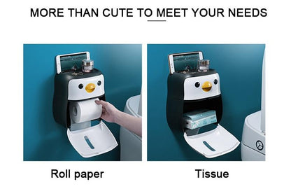 Creative Penguin Toilet Roll Paper Holder Waterproof Wall Mounted