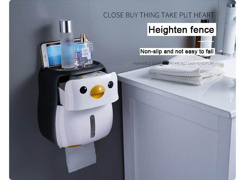 Creative Penguin Toilet Roll Paper Holder Waterproof Wall Mounted