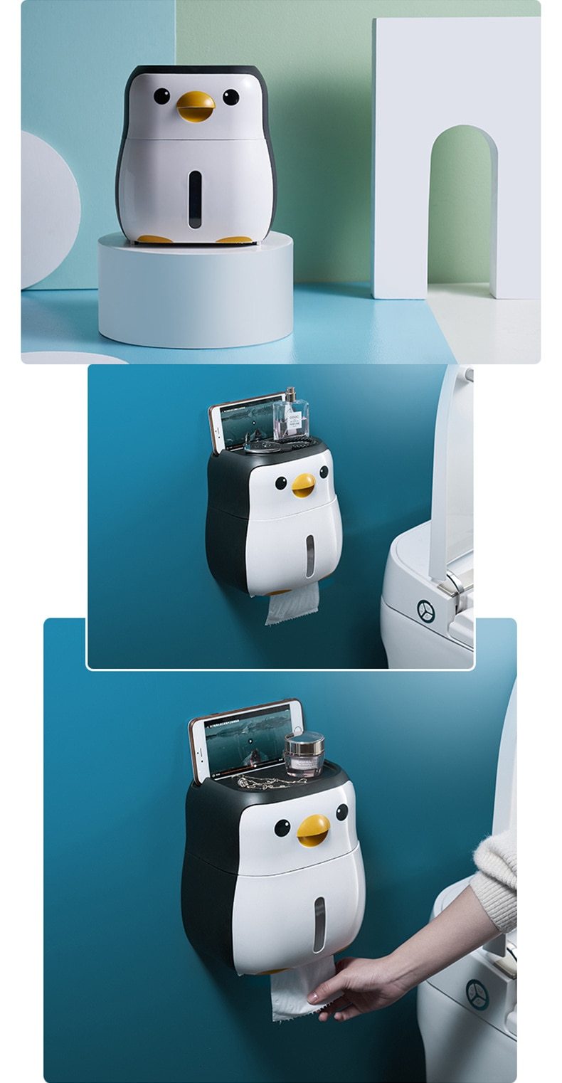 Creative Penguin Toilet Roll Paper Holder Waterproof Wall Mounted