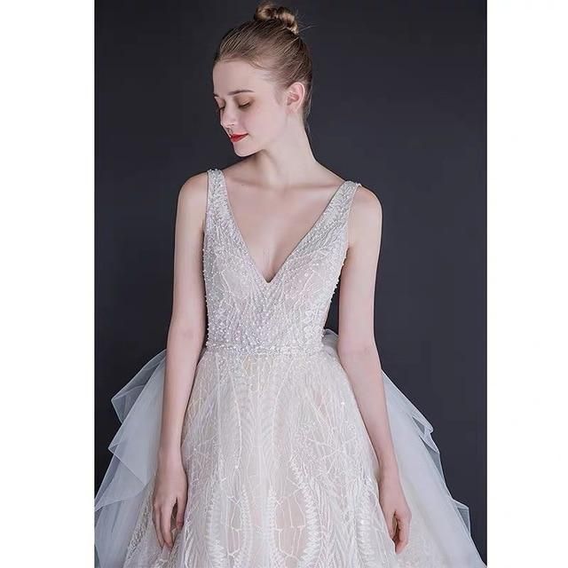 Luxury Wedding Dress Backless Sexy Pearl Beaded