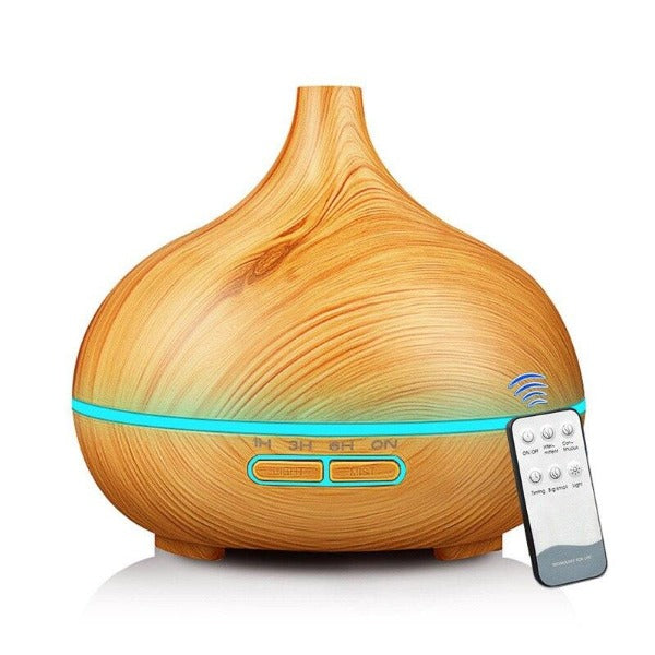 Wood Grain Aromacare Essential Oil Aroma LED Diffuser With Remote Control 550ml