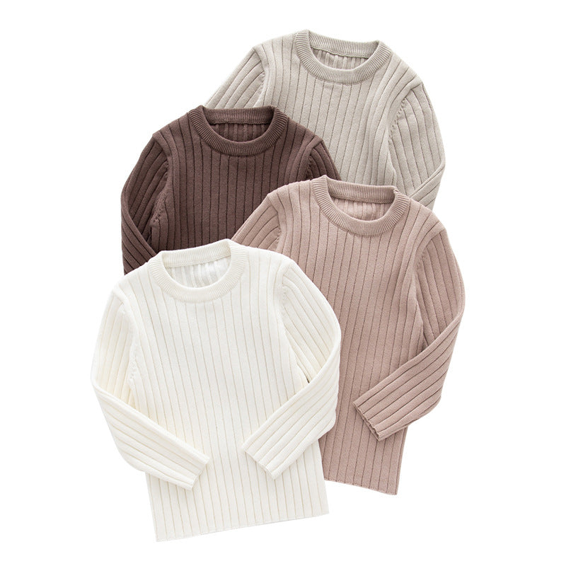 Baby Solid Color Long Sleeve O-Neck Pullover Sweater