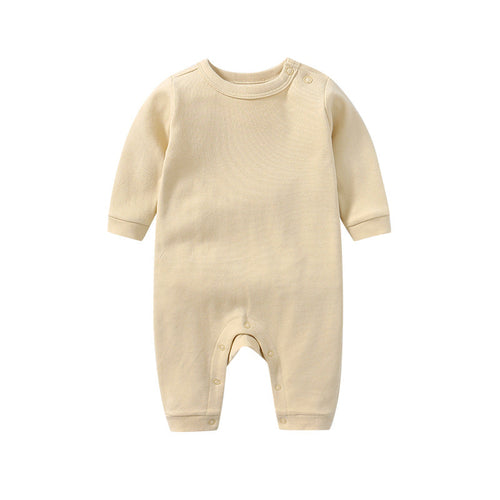 Baby Solid Color Long Sleeve Soft Cotton Rompers Home Clothes