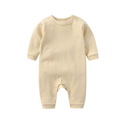 Baby Solid Color Long Sleeve Soft Cotton Rompers Home Clothes