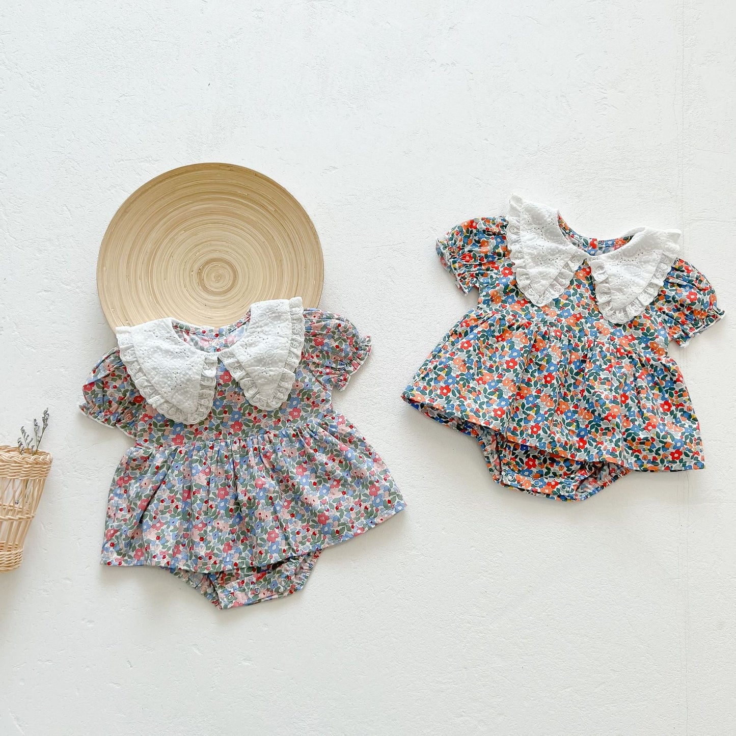 Baby Girls Little Floral Print Lovely Collar Dress Onesies