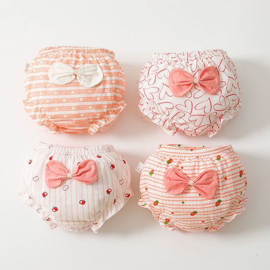 Baby Girl Embroidered Pattern Lace Design Panties 1 Bag=4 Pieces