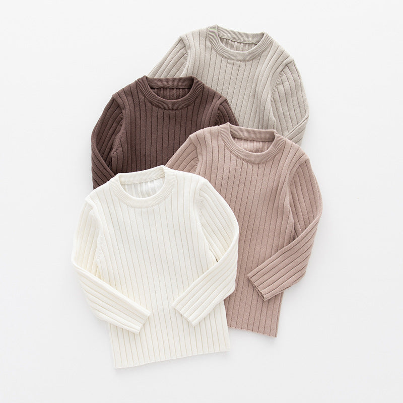 Baby Solid Color Long Sleeve O-Neck Pullover Sweater