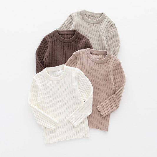 Baby Solid Color Long Sleeve O-Neck Pullover Sweater
