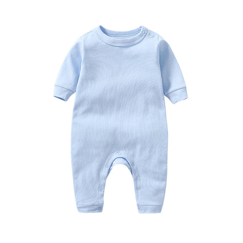 Baby Solid Color Long Sleeve Soft Cotton Rompers Home Clothes