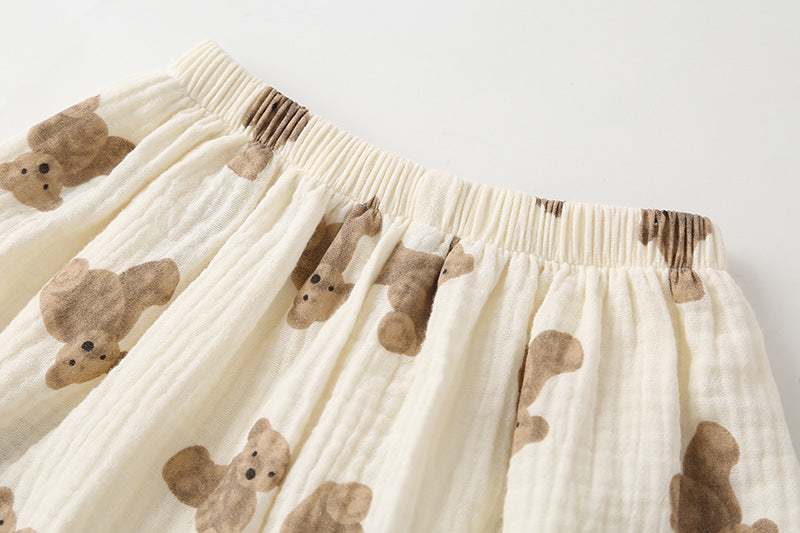 Baby Girl Small-Bear Cartoon Pattern Flounce Design Sleeveless