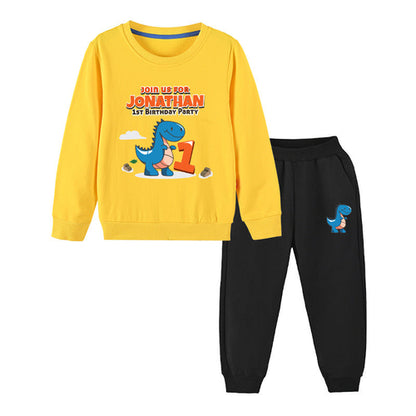 Baby Boy Cartoon Dinosaur Print Pattern Hoodie Combo Trousers Cotton 1