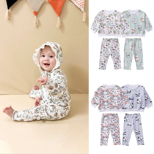 Print Pattern Hoodie & Pants Sets Outfits