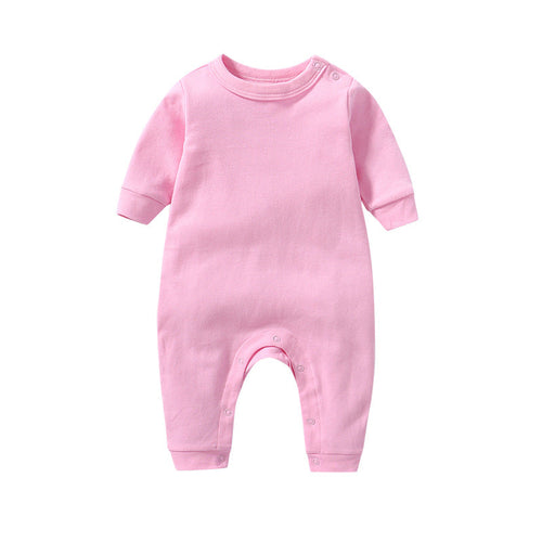 Baby Solid Color Long Sleeve Soft Cotton Rompers Home Clothes
