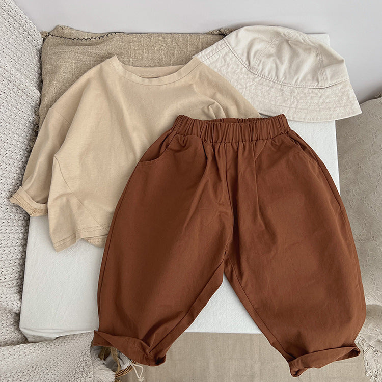 Baby Simply Style Solid Color Loose Spring Pants