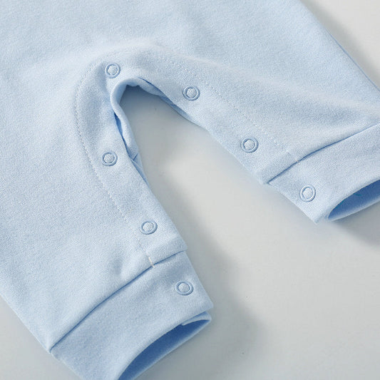 Baby Solid Color Long Sleeve Soft Cotton Rompers Home Clothes