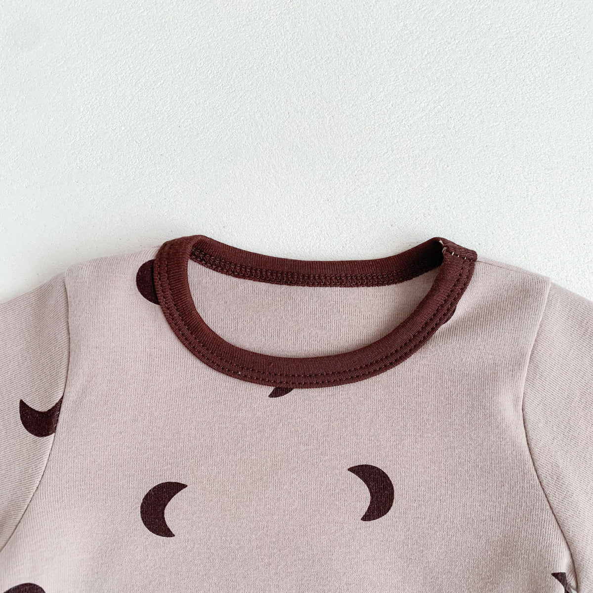 Baby Print Pattern Crewneck Long Sleeve Tops With Pants Sets