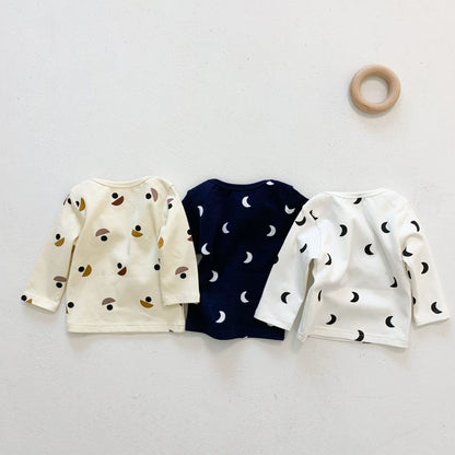 Baby Girls Moon Print Stylish Top Combo Long Pants In Sets