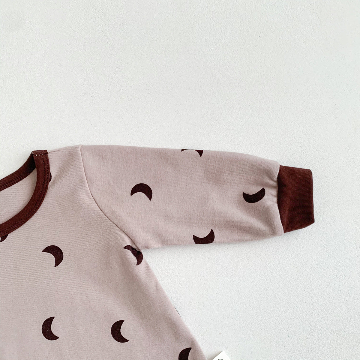 Baby Print Pattern Crewneck Long Sleeve Tops With Pants Sets
