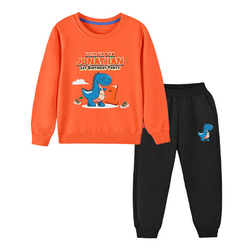 Baby Boy Cartoon Dinosaur Print Pattern Hoodie Combo Trousers Cotton 1