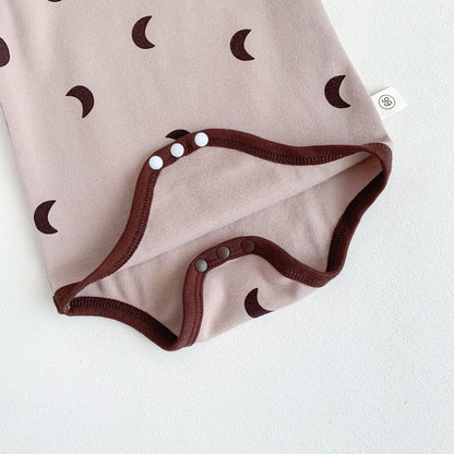Baby Print Pattern Crewneck Long Sleeve Tops With Pants Sets
