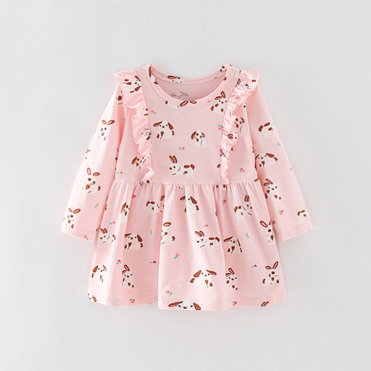 Baby Girl Various Style Crewneck Long Sleeves Dress