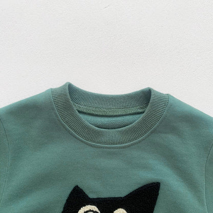 Baby Solid Color Cartoon Embroidered Design Long Sleeve Triangle