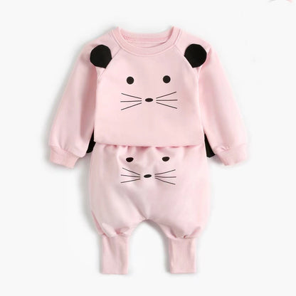 Baby Cartoon Animal Pattern Hoodie Combo Big PP Pants Sets