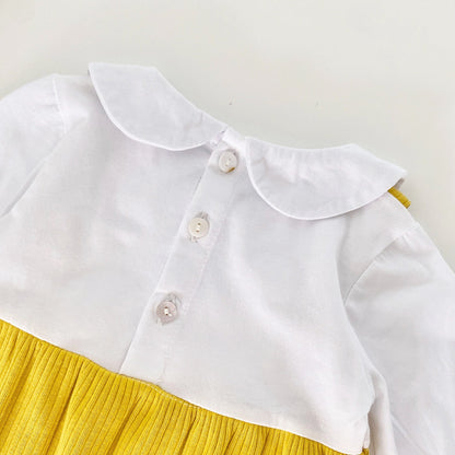 Baby Girl 3D Flower Patched Pattern False 1-Piece Design Doll Neck