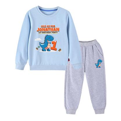 Baby Boy Cartoon Dinosaur Print Pattern Hoodie Combo Trousers Cotton 1