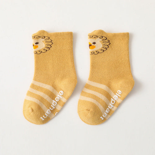 Baby Cartoon Print Pattern Striped Design Mid Tube Cotton Socks