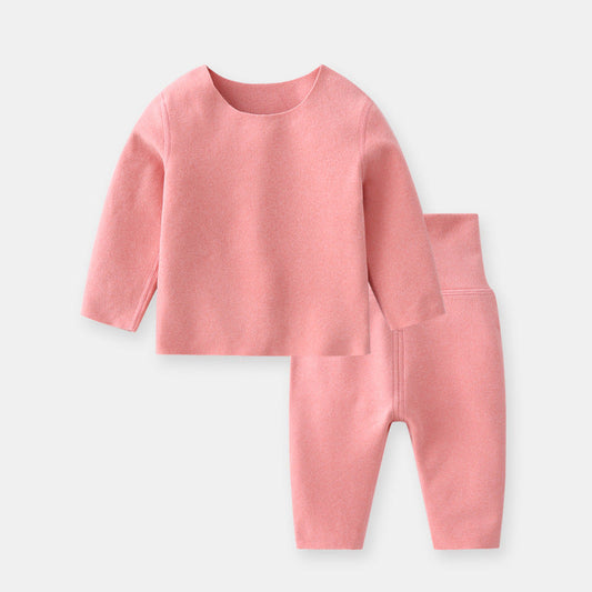 Baby 2pcs Solid Color Longsleeve Shirt And Pants Warm Winter Sets
