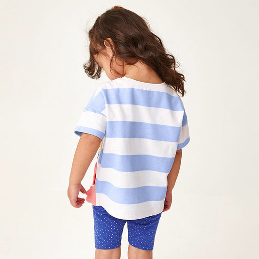 Summer Baby Kids Girls Rabbit Cartoon Striped Top And Shorts Casual
