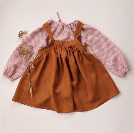 Baby Girl Solid Color Sling Linen Cotton Vest Skirt