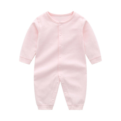 Baby Solid Color Full Button Front Design Organic Cotton Jumpsuit