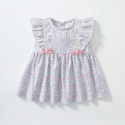Baby Girls Floral Print Sleeveless Dress Combo Pink Solid Pants With