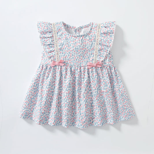 Baby Girls Floral Print Sleeveless Dress Combo Pink Solid Pants With