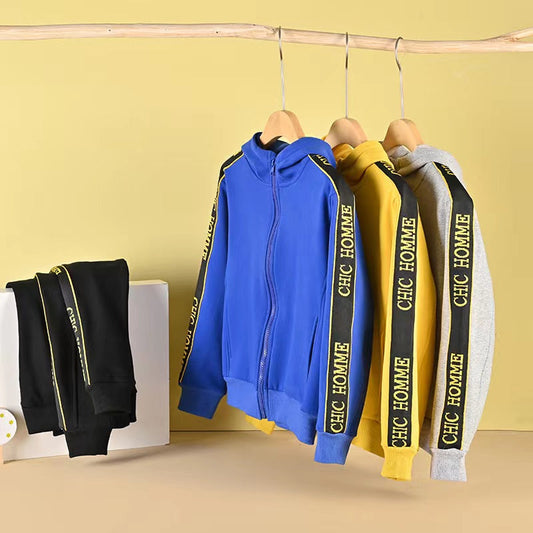 Baby Boy Slogan Printed Tape Patched Pattern Solor Color Casual Coat