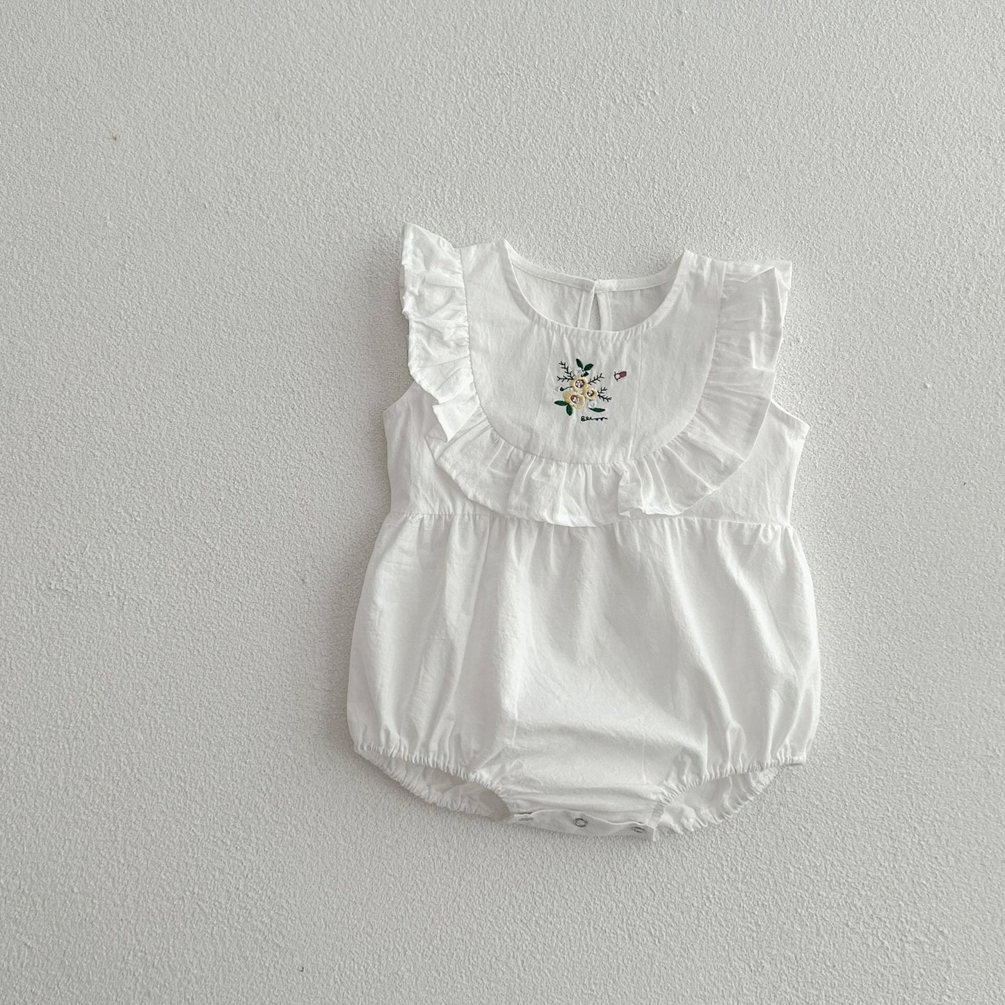 Baby Girl Embroidered Pattern Solid Color Sleeveless Dress & Onesies