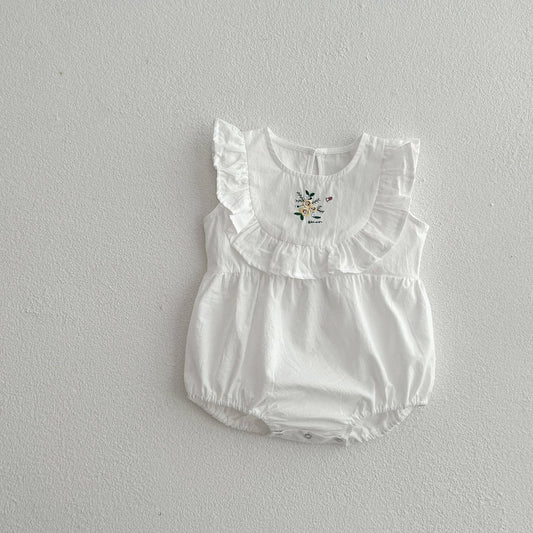Baby Girl Embroidered Pattern Solid Color Sleeveless Dress & Onesies