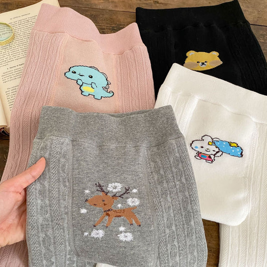 Baby Girl Embroidered Design Solid Color Fleece Pants