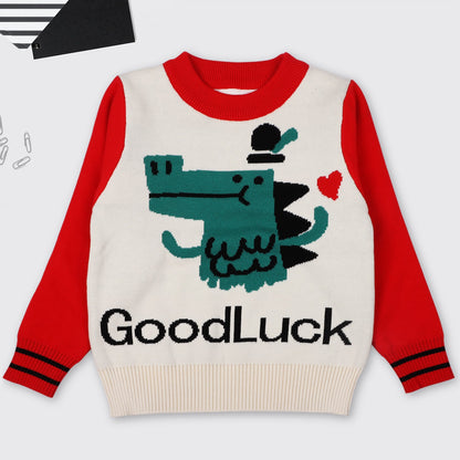 Baby Boy Cartoon Dinosaur Graphic ColorBlock Sleeves Design Fashion