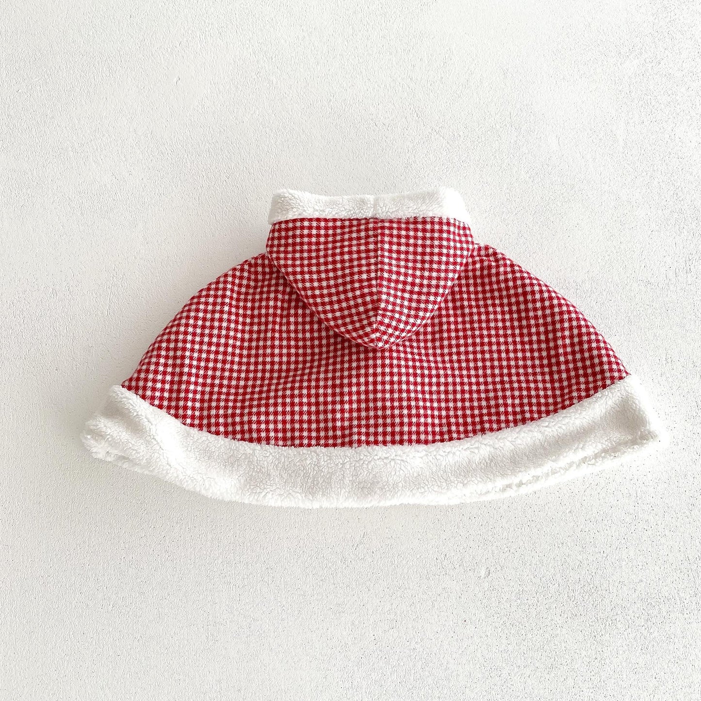 Christmas Baby Girl Red Grid Thick Warm Long Sleeves Winter Cloak
