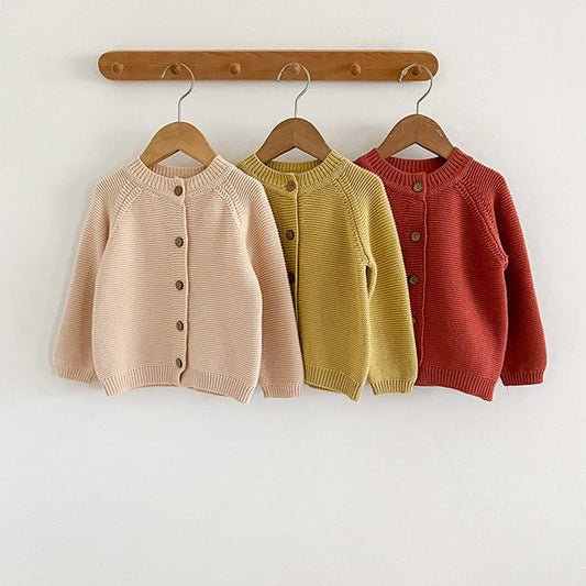 Autumn Round Neck Single Breasted Knitted Cardigan